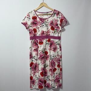 Jaclyn smith pink, red and white floral print dress women’s size large